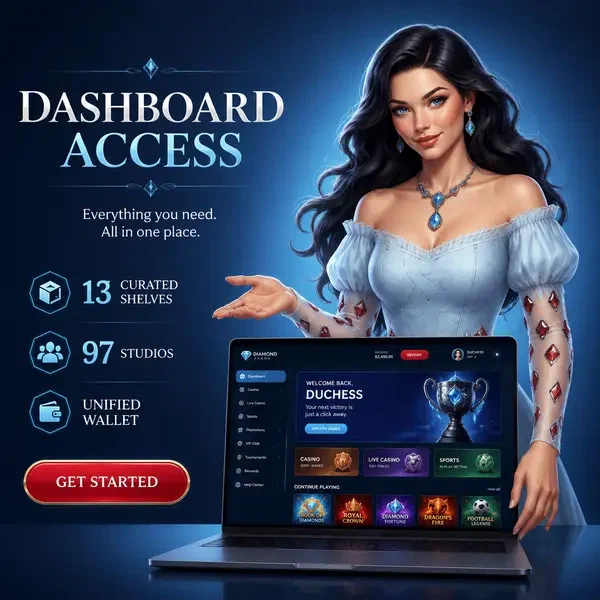 Speler krijgt toegang tot gestroomlijnd Dashboard en Game Lobby Access login portaal op laptop